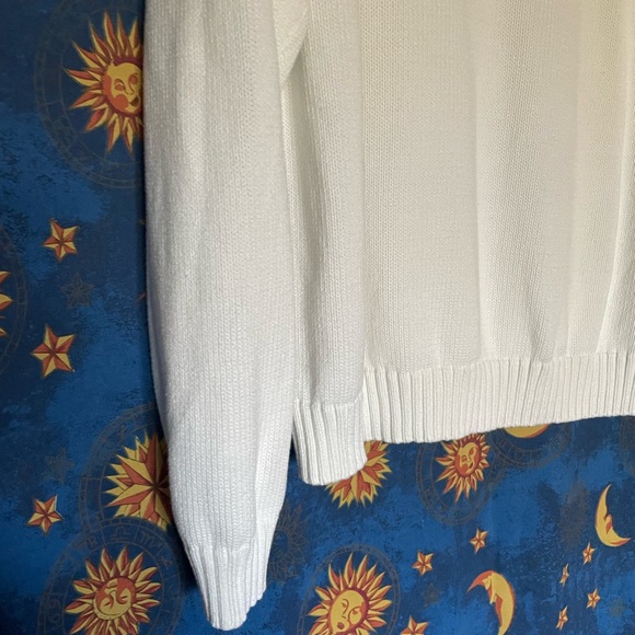 Lands End men’s cotton white v neck sweater - Picture 4 of 8